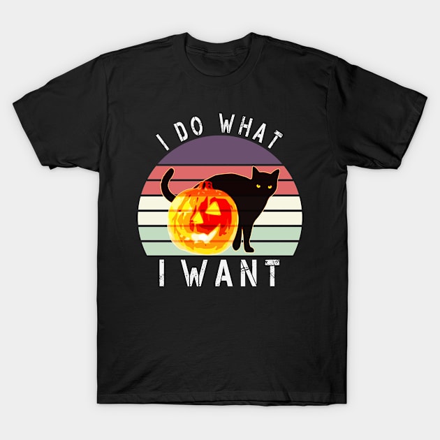 I Do What I Want Halloween Cat T-Shirt by Cool and Awesome